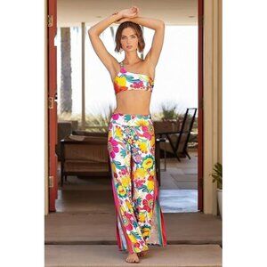 Trina Turk Fontaine Swim Cover Up Pant Floral ( L )